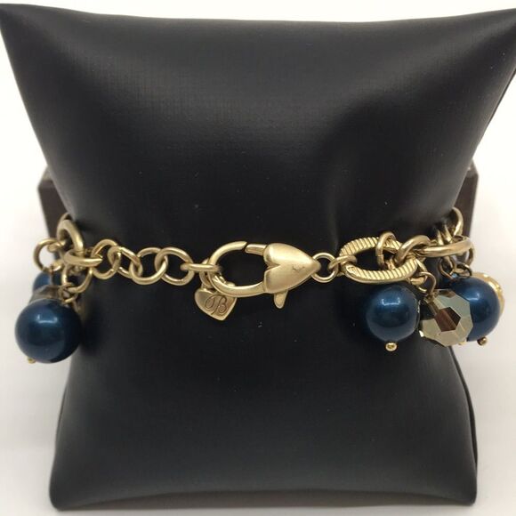 Brighton Bracelet Contempo Chic Gold & Navy Blue Faux Pearls Crystals - Picture 5 of 16